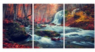 Chic Home Decor Autumn Forest 3 Piece Wrapped Canvas Wall Art