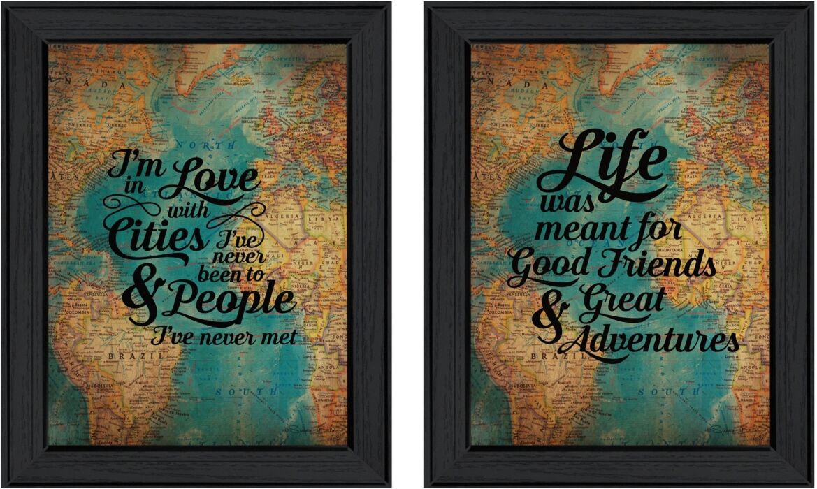 Trendy Decor 4U World Traveler Collection By Susan Ball, Printed Wall Art, Ready to hang, Black Frame, 30