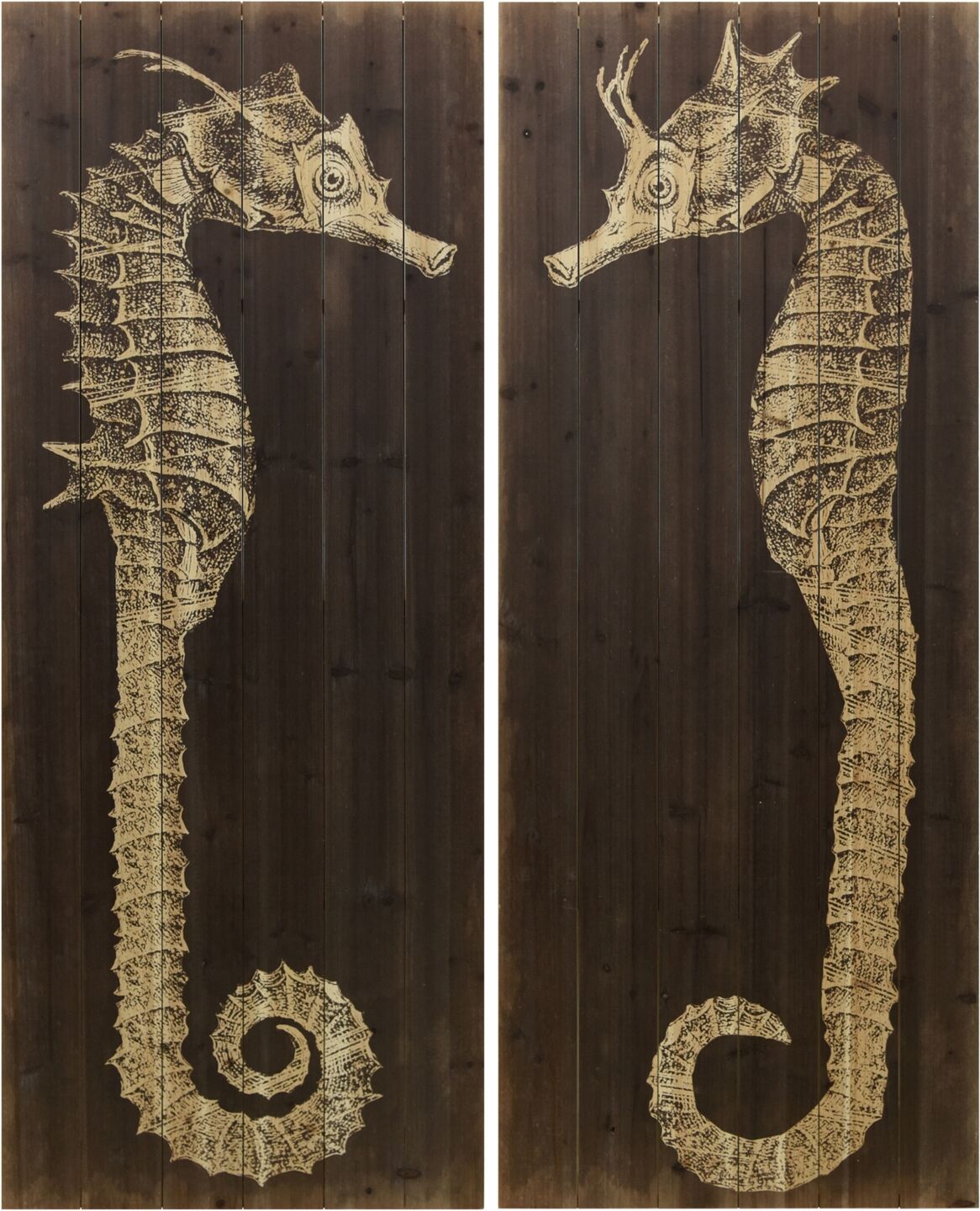 Empire Art Direct Seahorse A B Arte de Legno Digital Print on Solid Wood Wall Art, 60