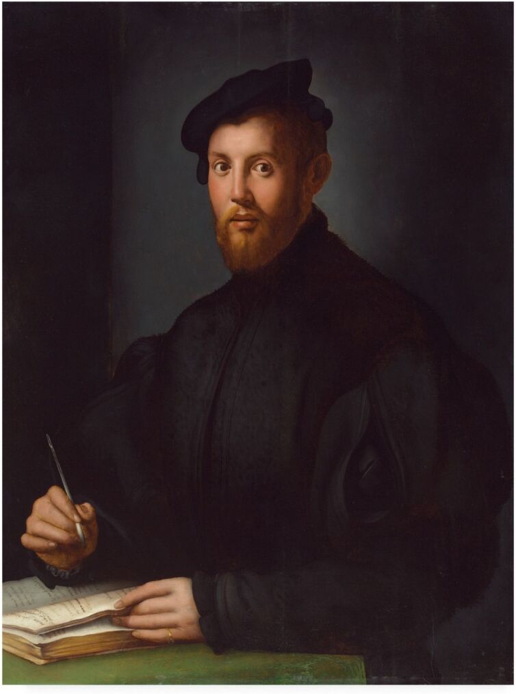 Trademark Global Agnolo Bronzino Portrait of a young man with a book Canvas Art - 36.5