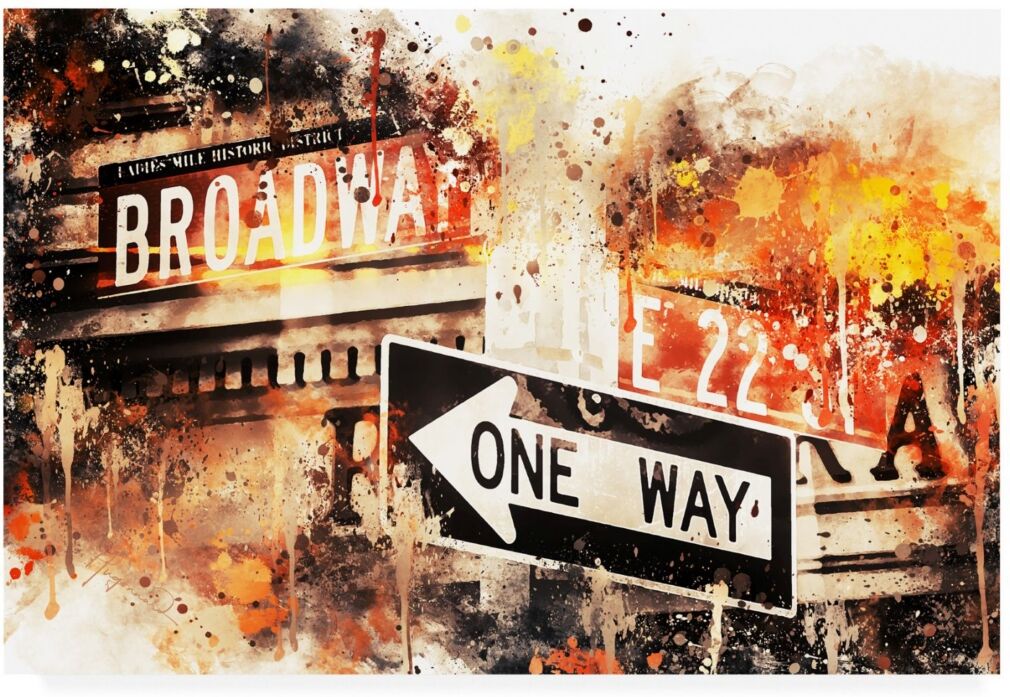 Trademark Global Philippe Hugonnard Nyc Watercolor Collection - Broadway One Way Canvas Art - 36.5