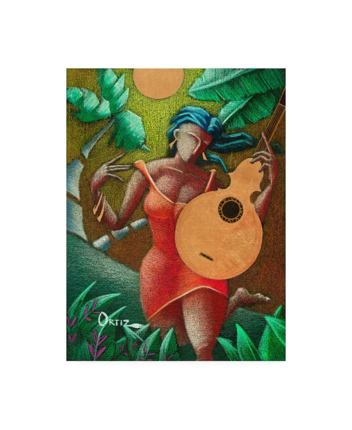 Trademark Global Oscar Ortiz Red Dress and Guitar Canvas Art - 36.5