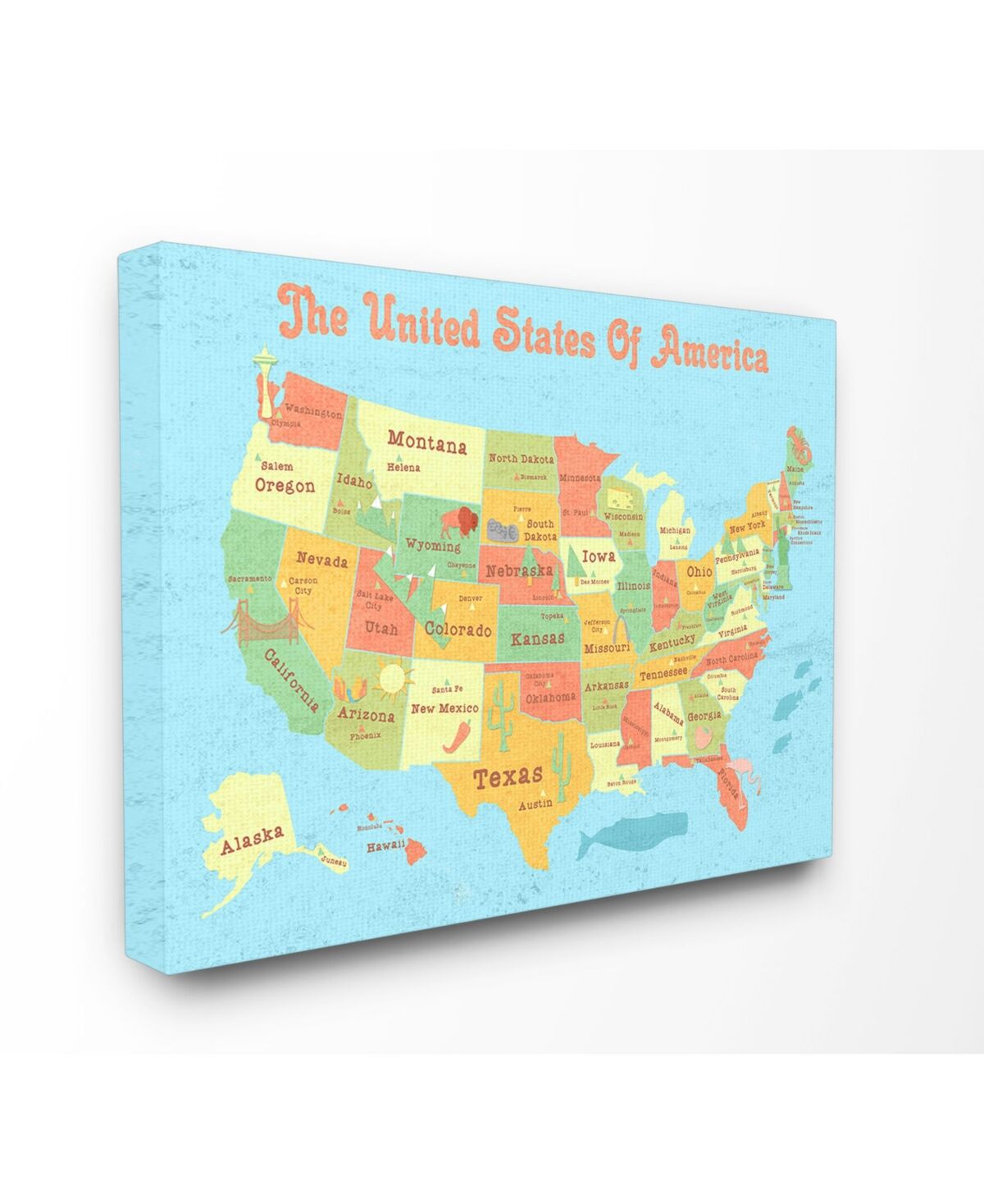 Stupell Industries United States of America Usa Kids Map Canvas Wall Art, 30