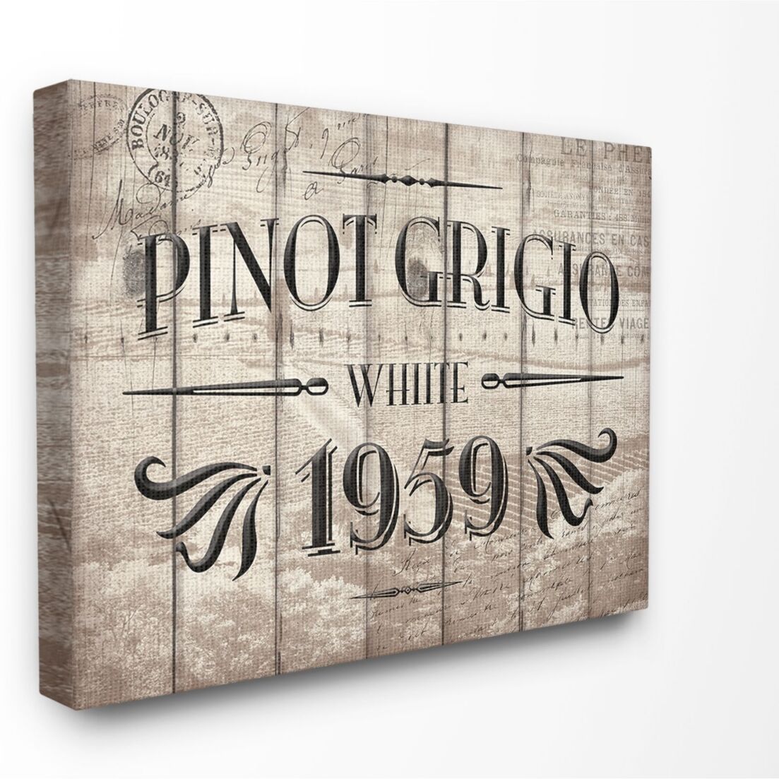 Stupell Industries Home Decor Pinot Grigio Barrel Label Wine Kitchen Canvas Wall Art, 30