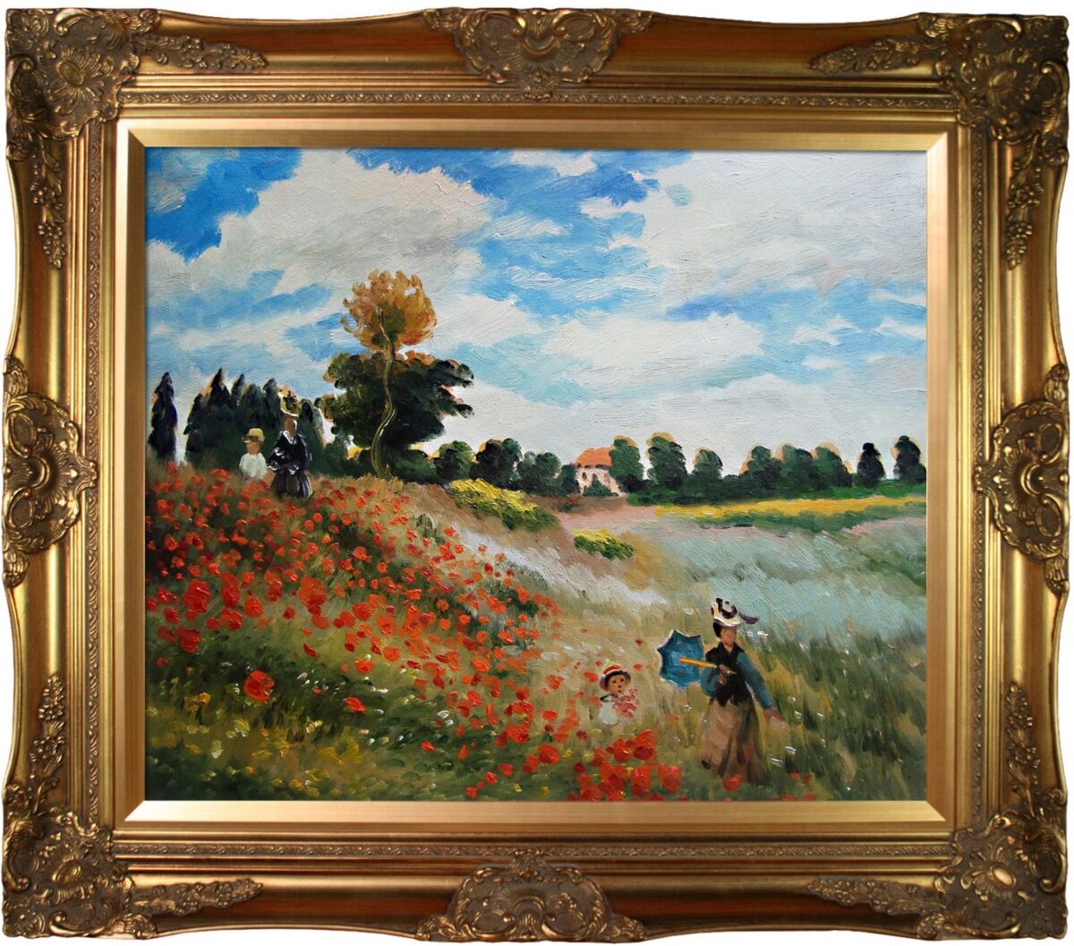 La Pastiche by Overstockart Poppy Field in Argenteuil by Claude Monet with Victorian Frame Oil Painting Wall Art, 32