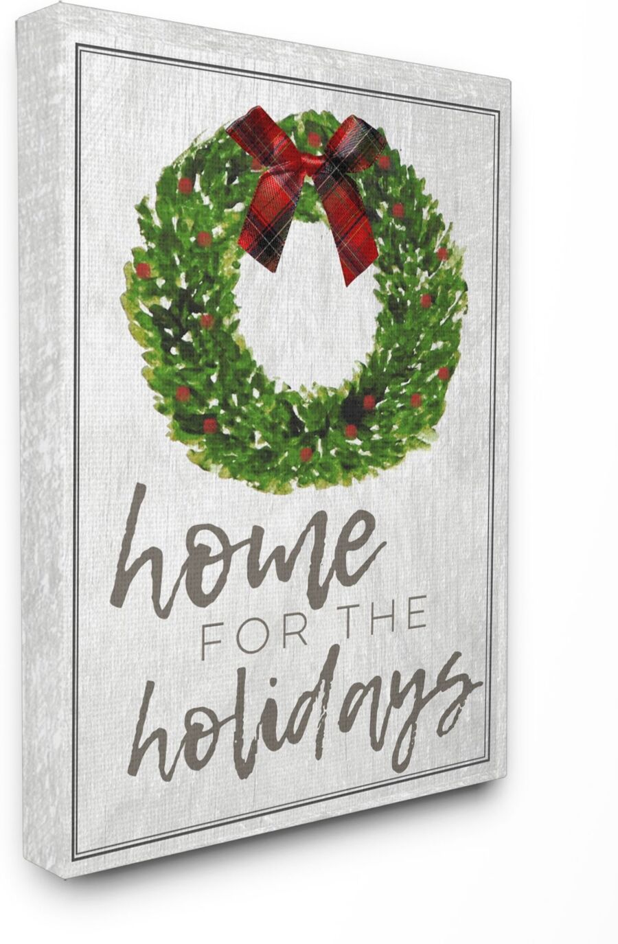 Stupell Industries Home for the Holidays Wreath Bow Christmas Canvas Wall Art, 30