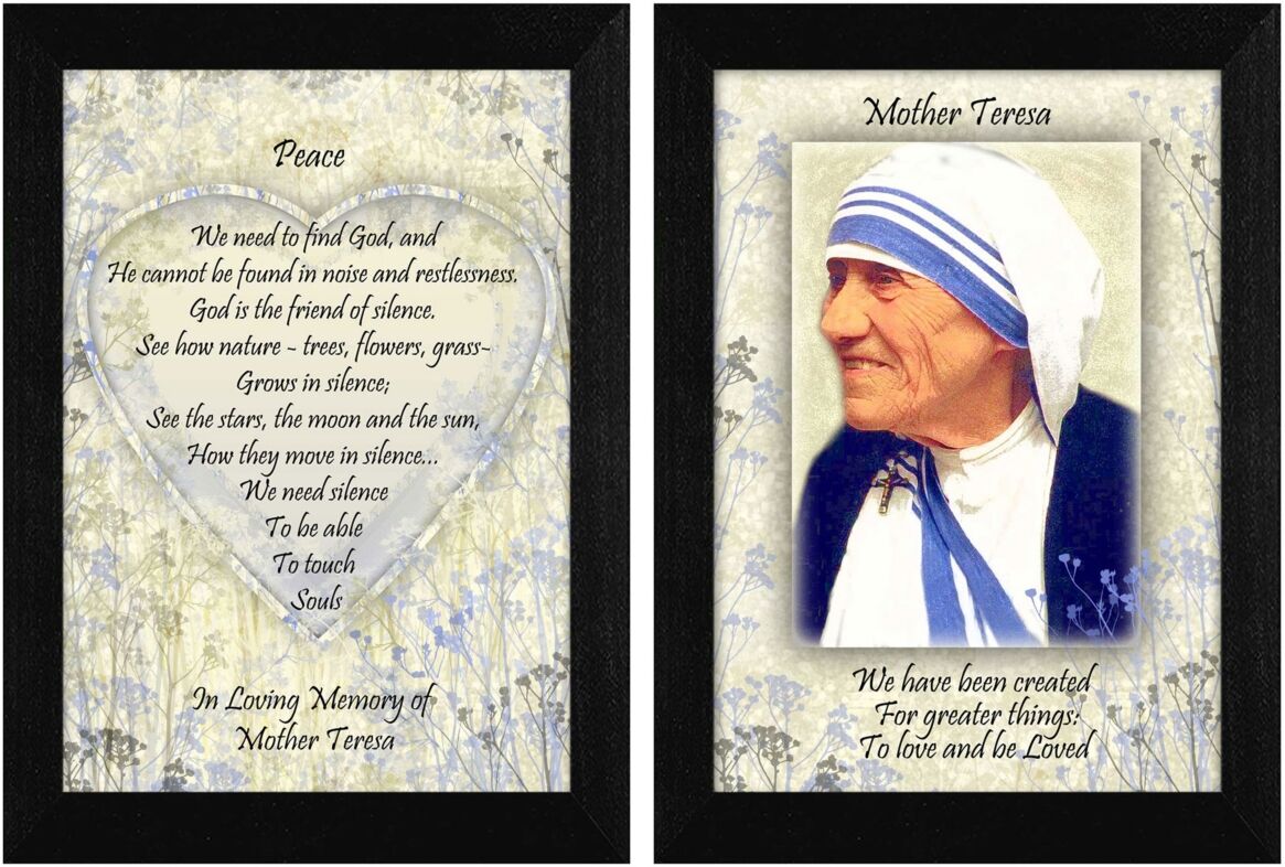 Trendy Decor 4U Peace Quotes by Mother Teresa Collection, Printed Wall Art, Ready to hang, Black Frame, 10