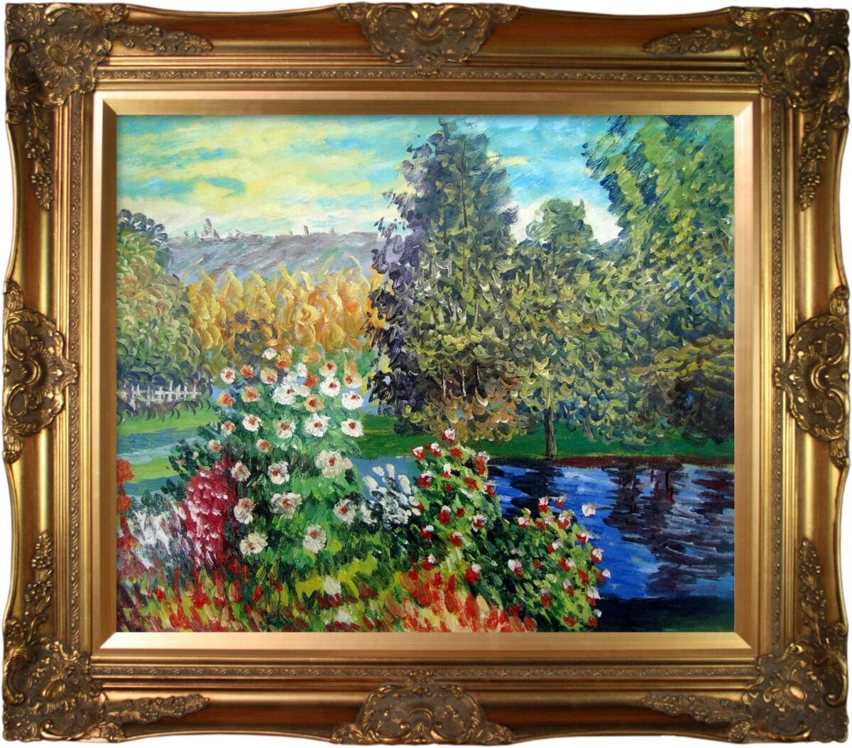 La Pastiche by Overstockart Corner of The Garden at Montgeron by Claude Monet with Victorian Frame Oil Painting Wall Art, 32