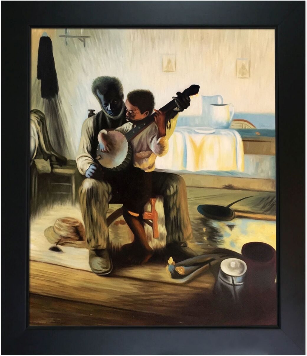 La Pastiche by Overstockart The Banjo Lesson by Henry Ossawa Tanner with New Age Wood Frame Oil Painting Wall Art, 28.75