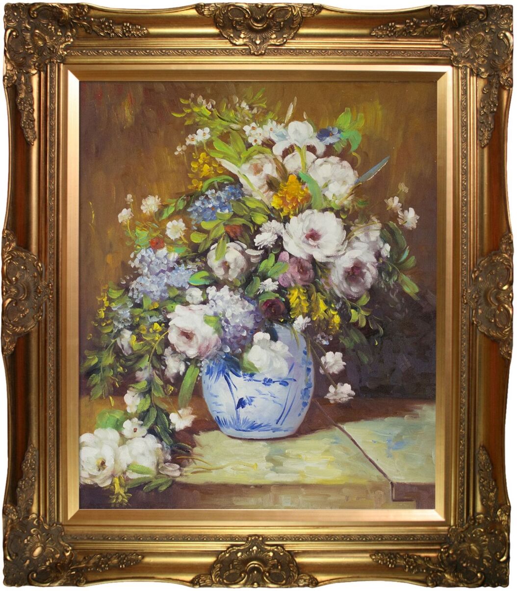 La Pastiche by Overstockart Grande Vase Di Fiori by Pierre-Auguste Renoir with Victorian Frame Oil Painting Wall Art, 32