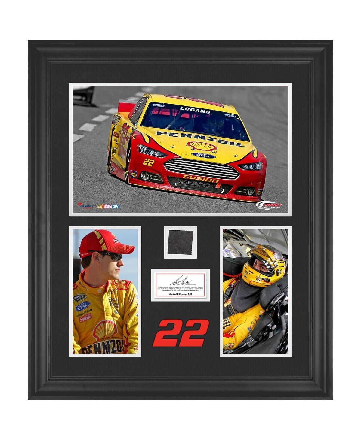 Fanatics Joey Logano Framed 3-Photograph Collage with Race-Used Tire-Limited Edition of 500 - Multi