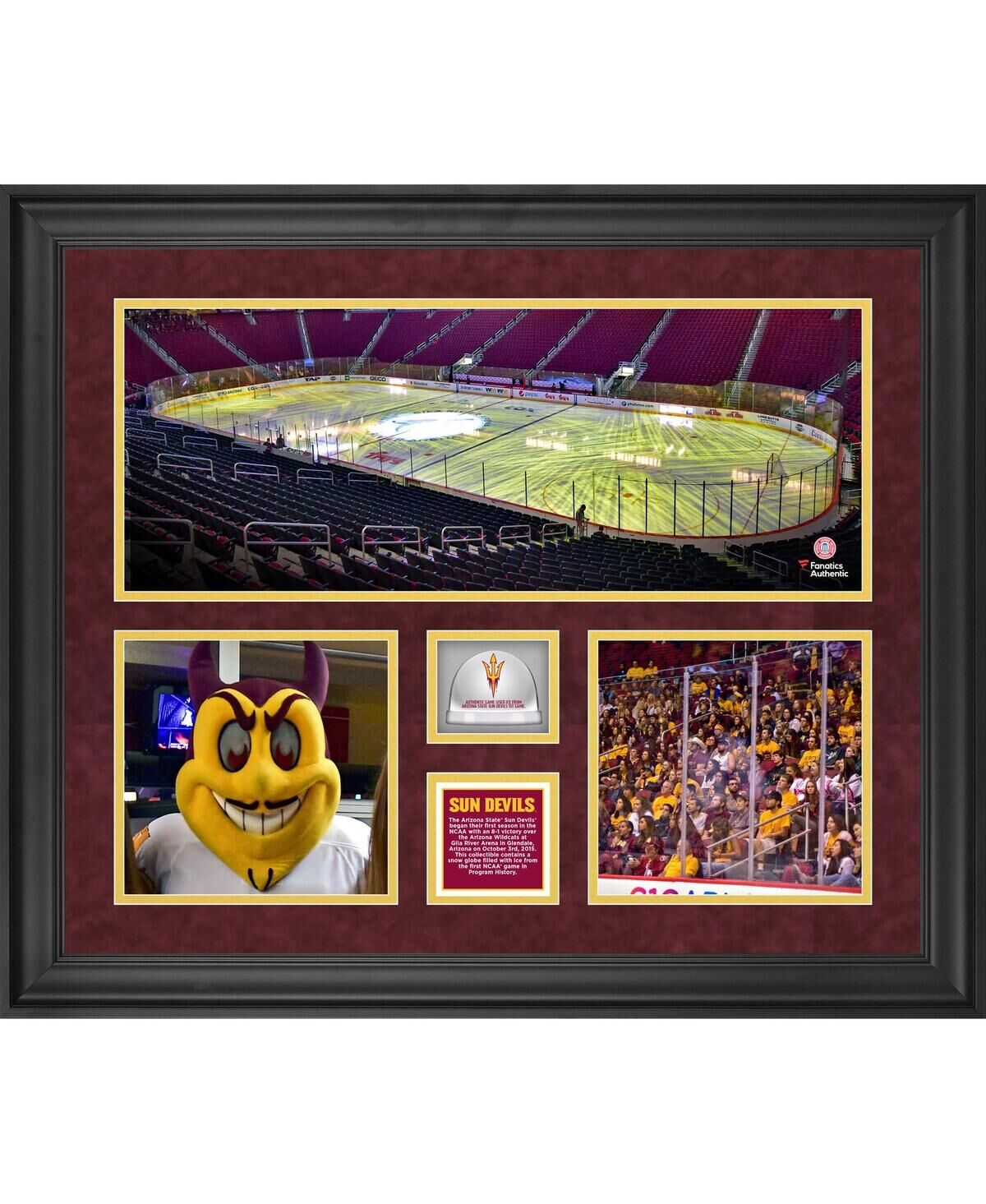 Fanatics Authentic Arizona State Sun Devils Framed Hockey Framed 3-Photograph Collage with Game-Used Ice from the First Ncaa Hockey Game in School History - Multi
