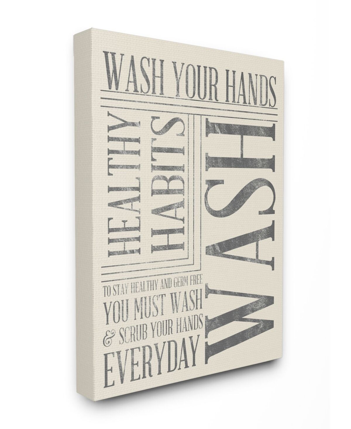 Stupell Industries Home Decor Wash Your Hands Typography Bathroom Canvas Wall Art, 30