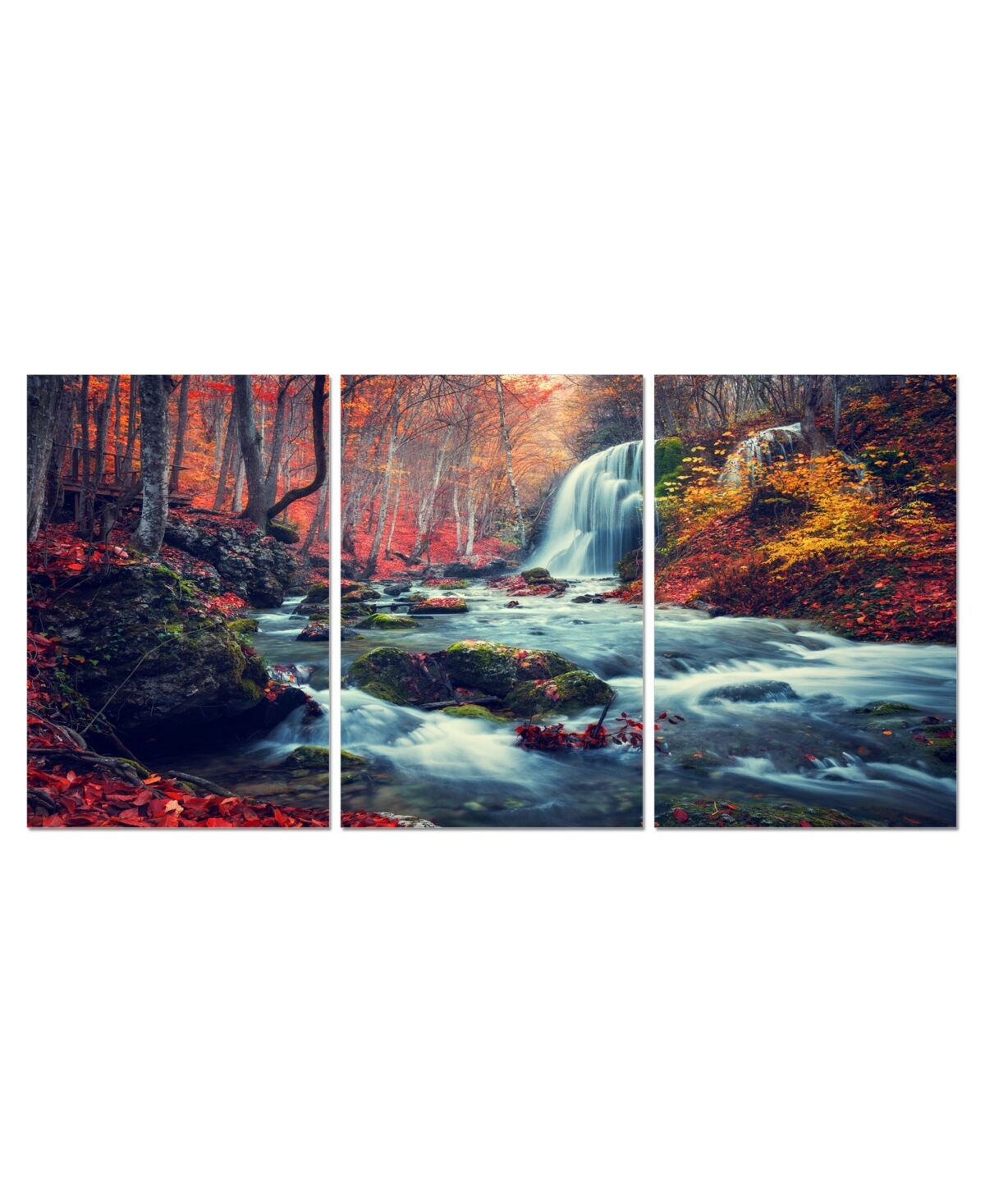 Chic Home Decor Autumn Forest 3 Piece Wrapped Canvas Wall Art -27