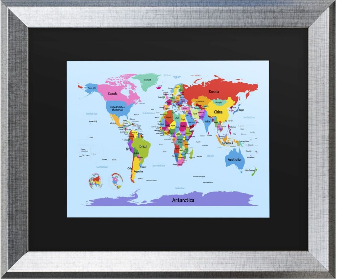 Trademark Global Michael Tompsett Childrens World Map Matted Framed Art - 27