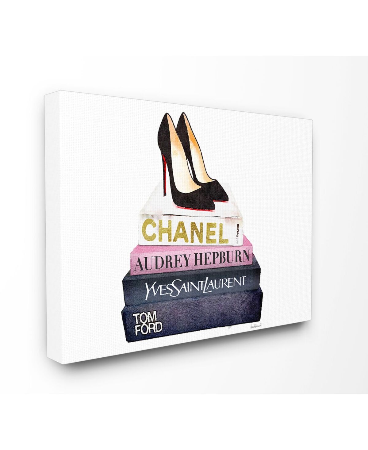 Stupell Industries Glam Fashion Book Set Black Pump Heels Canvas Wall Art, 30