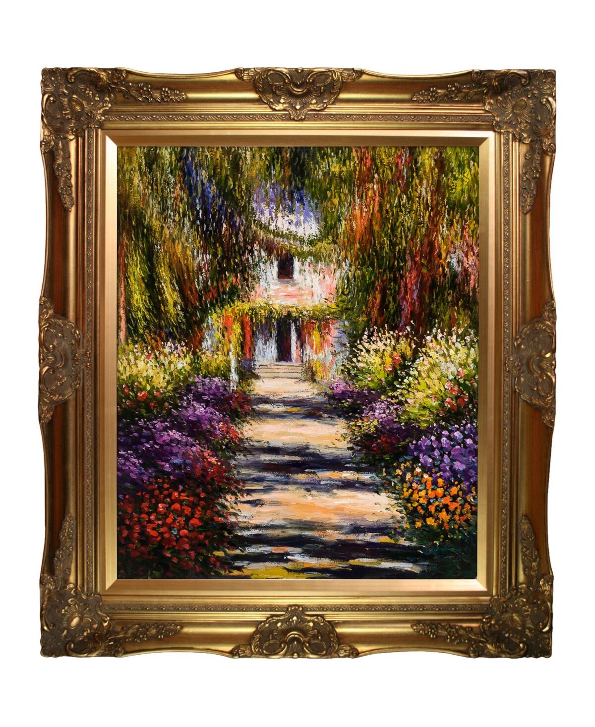 La Pastiche by Overstockart Garden Path at Giverny by Claude Monet with Victorian Frame Oil Painting Wall Art, 32