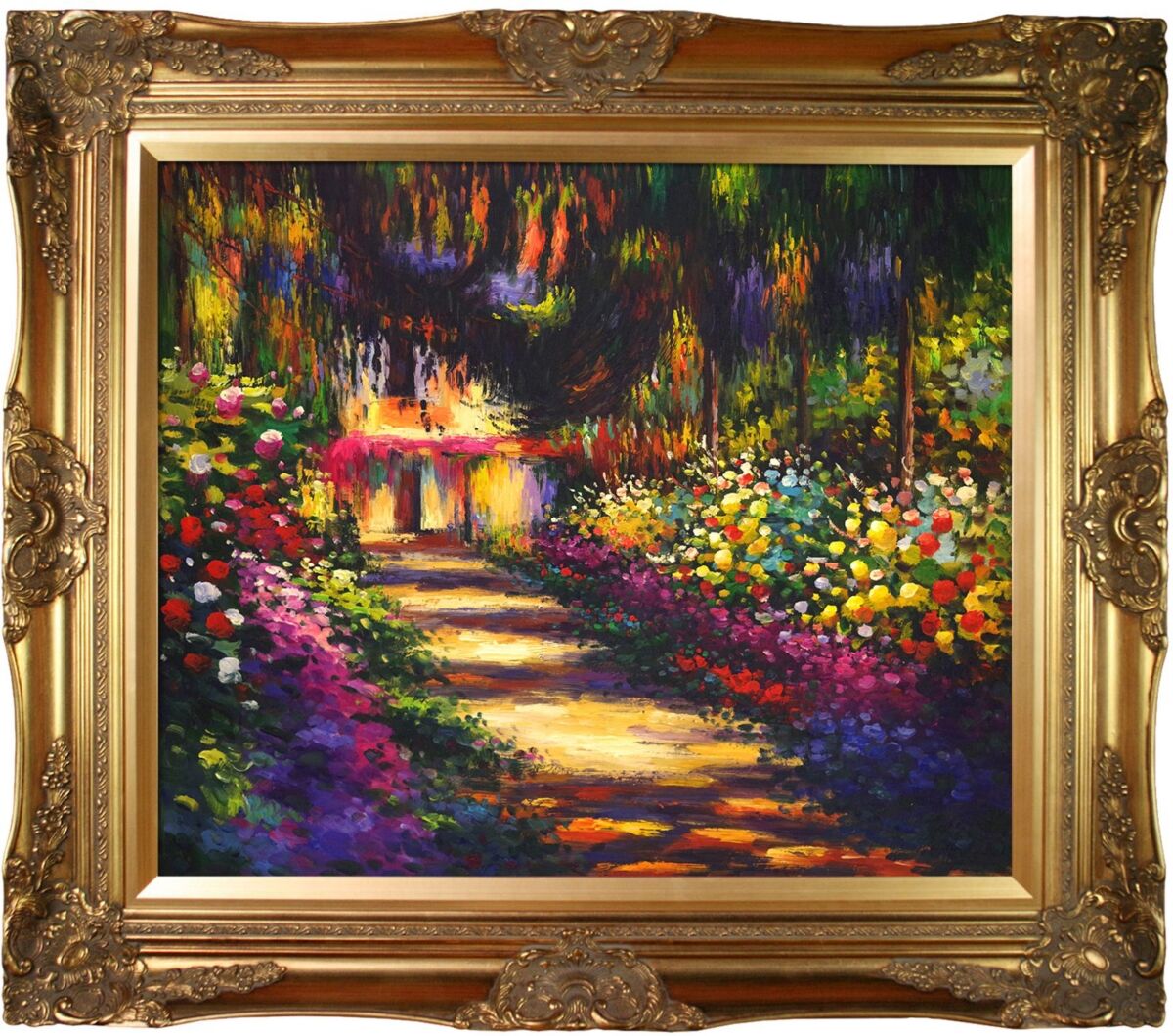 La Pastiche by Overstockart Pathway in Monet's Garden at Giverny by Claude Monet with Victorian Frame Oil Painting Wall Art, 32