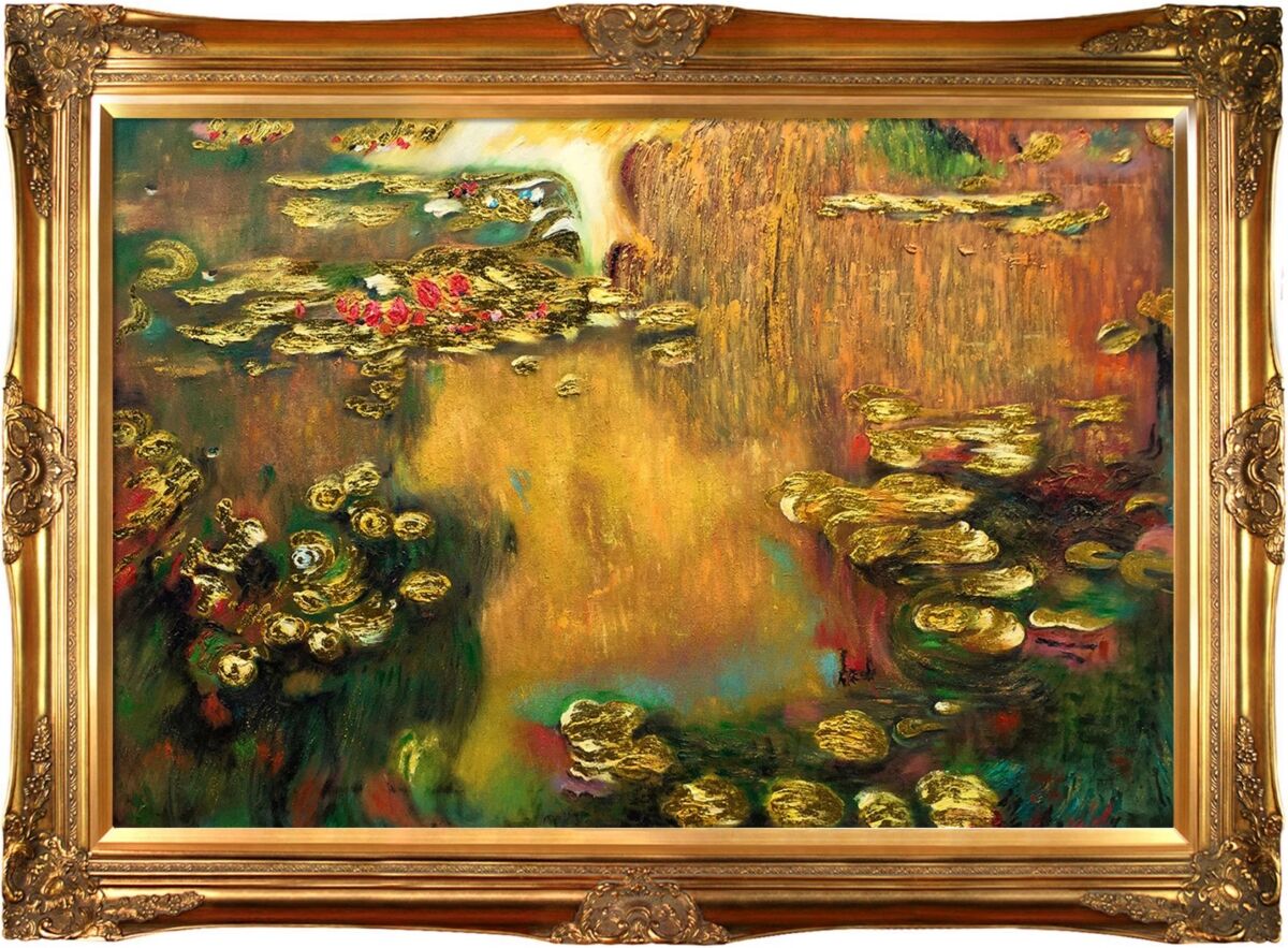 La Pastiche by Overstockart Water Lilies by Claude Monet with Victorian Frame Oil Painting Wall Art, 44