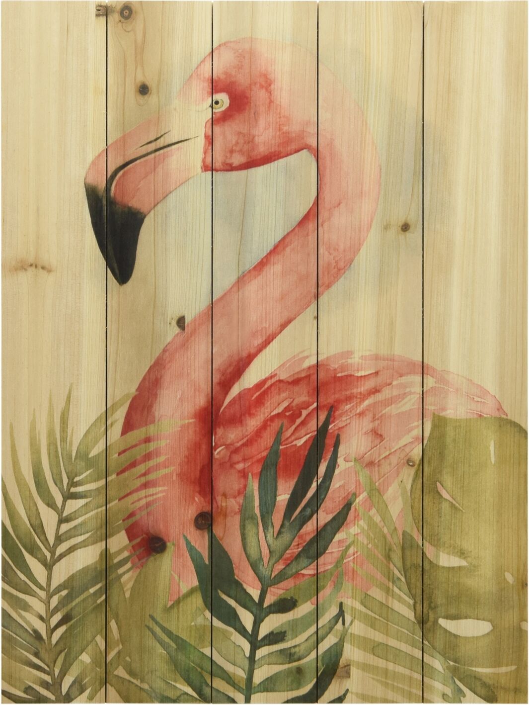 Empire Art Direct Watercolor Flamingo Composition Ii Arte de Legno Digital Print on Solid Wood Wall Art, 24