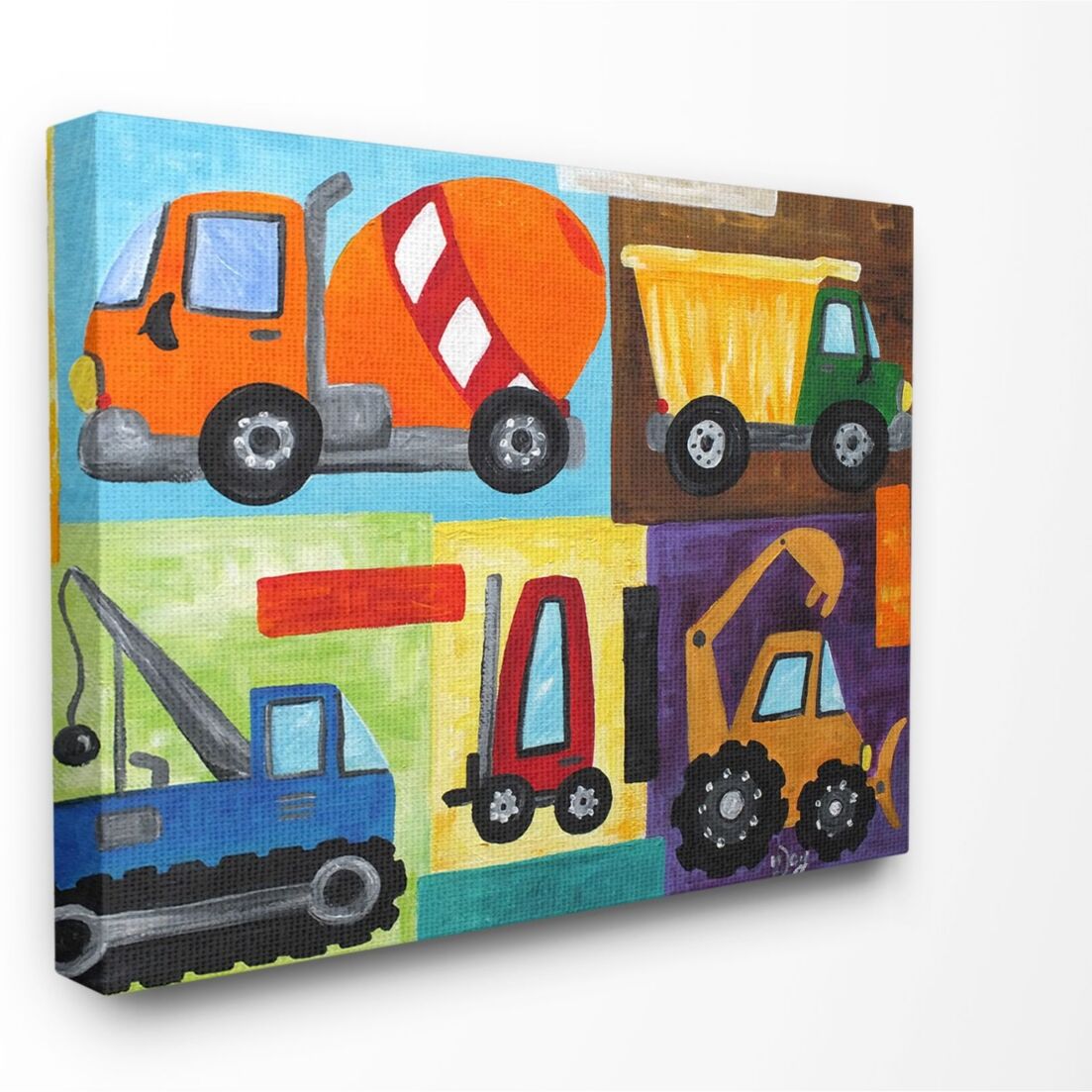 Stupell Industries Home Decor Construction Trucks Set Canvas Wall Art, 30