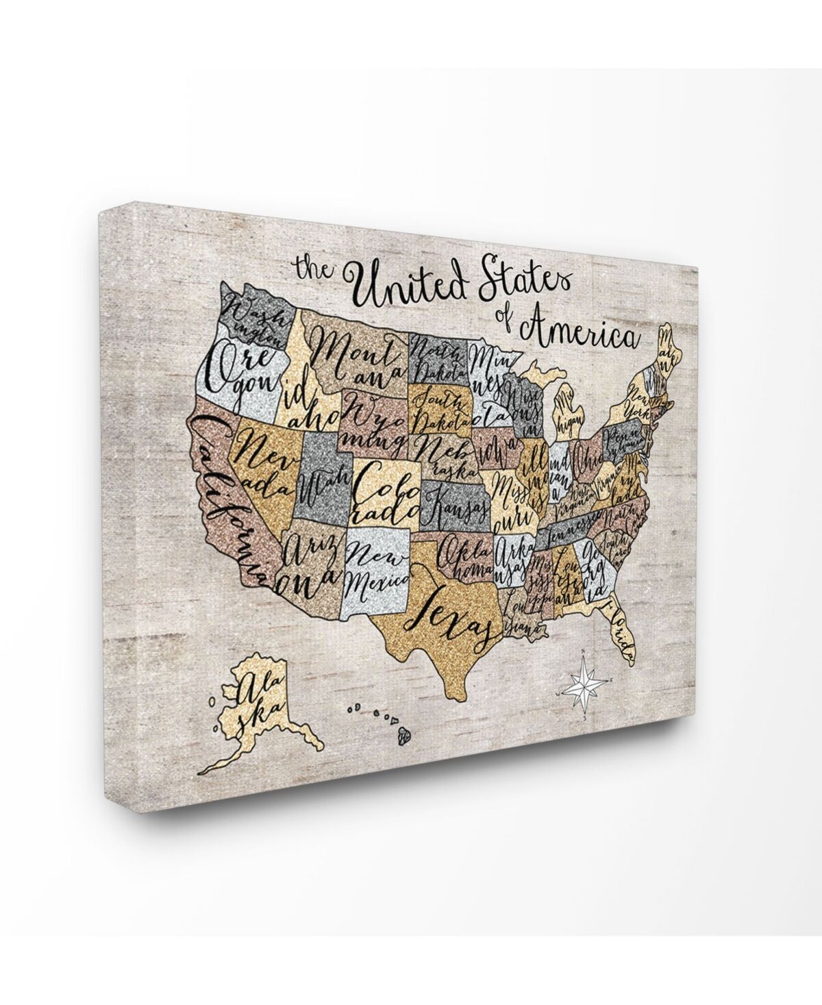 Stupell Industries Home Decor United States Map Typography Art Canvas Wall Art, 30