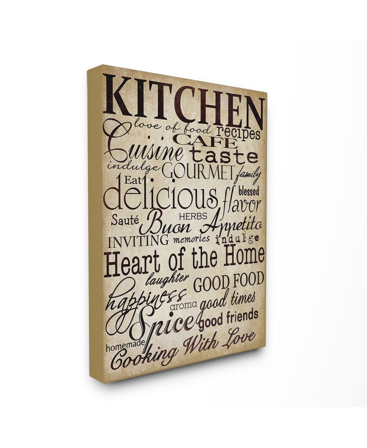 Stupell Industries Home Decor Words in The Kitchen Off White Canvas Wall Art, 30