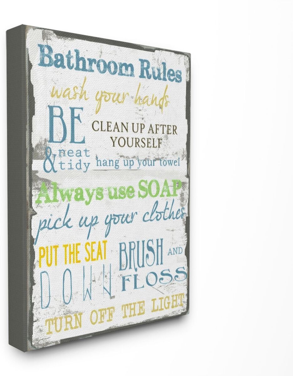 Stupell Industries Home Decor 'Bathroom Rules ' Typography Bathroom Canvas Wall Art, 30