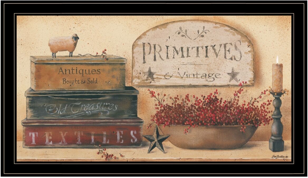 Trendy Decor 4U Primitives Vintage-Like by Pam Britton, Ready to hang Framed Print, Black Frame, 33