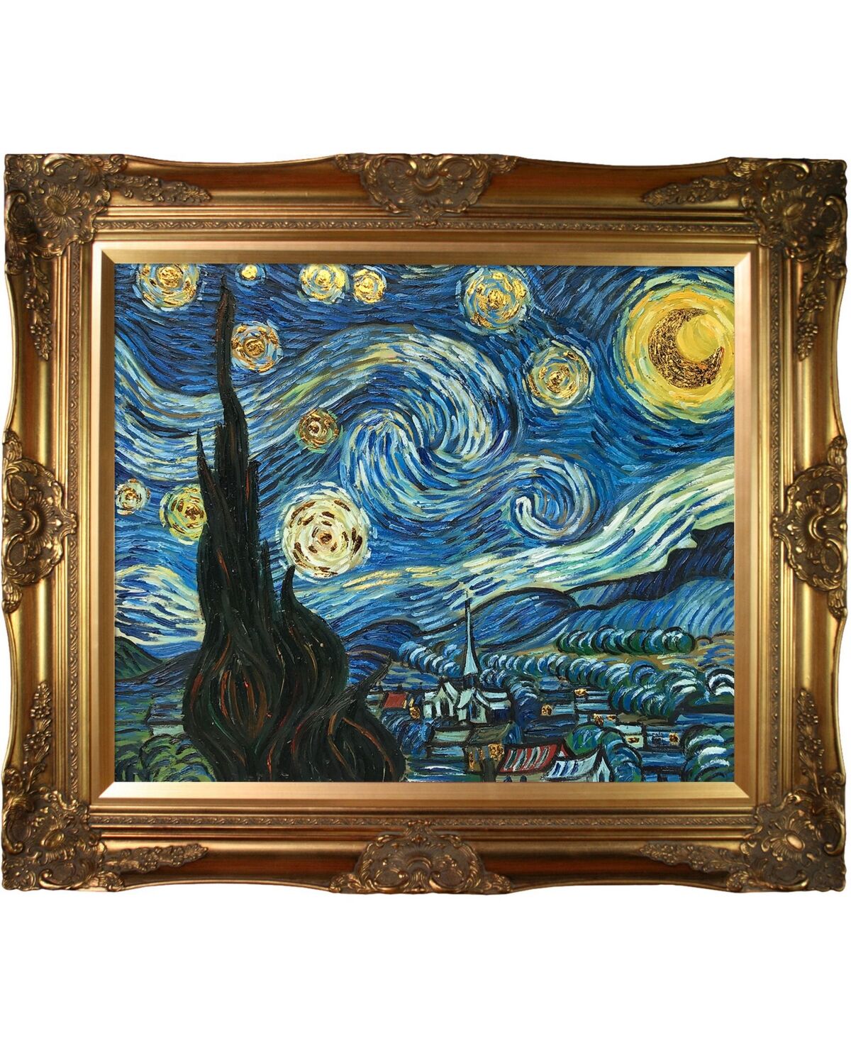 La Pastiche by Overstockart Starry Night by Vincent Van Gogh with Victorian Frame Oil Painting Wall Art, 32