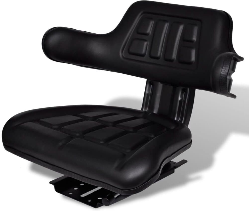 vidaXL Tractor Seat with Backrest Black - Black