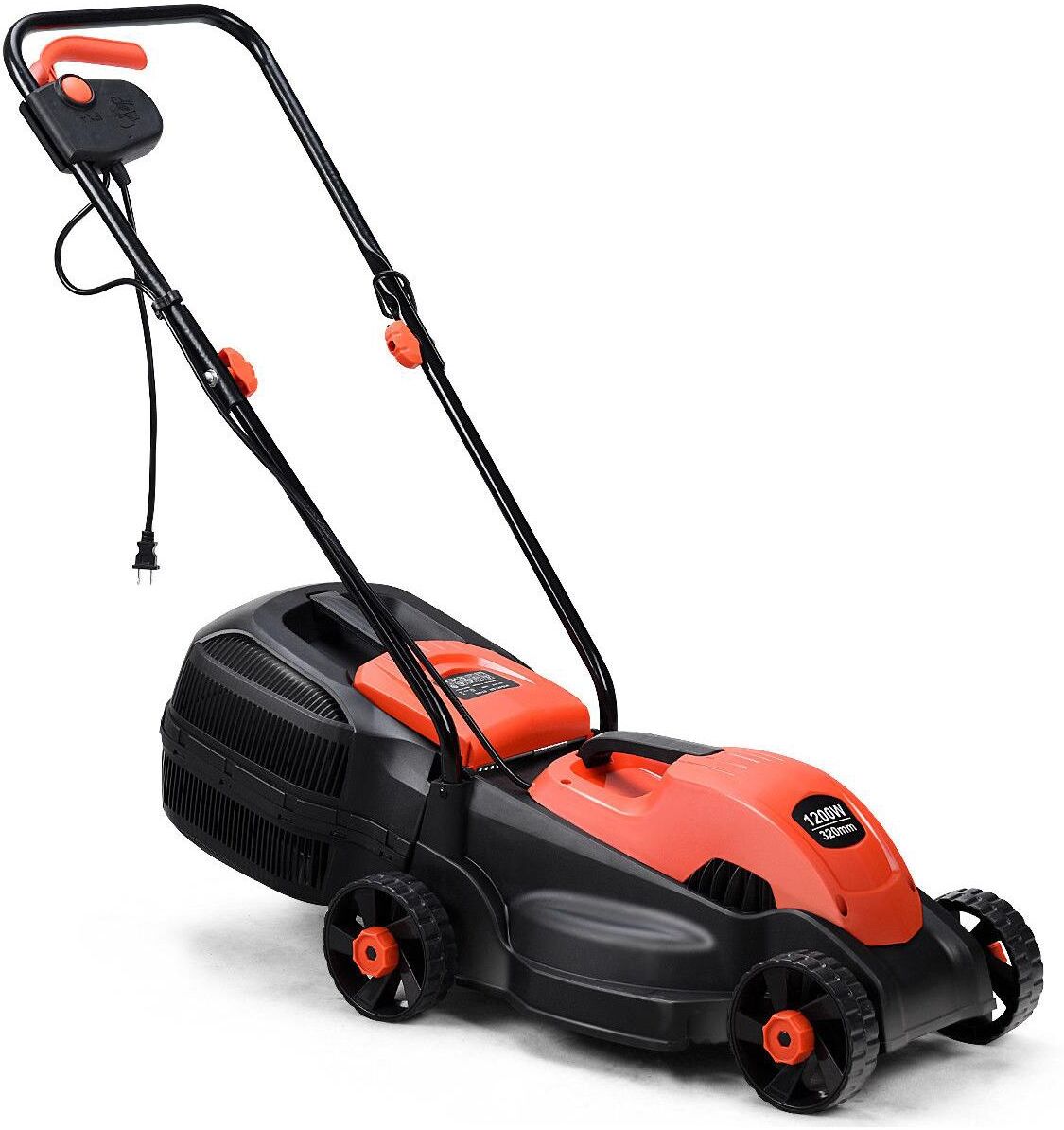 Costway 12 Amp 14-Inch Electric Push Lawn Corded Mower With Grass Bag - Red