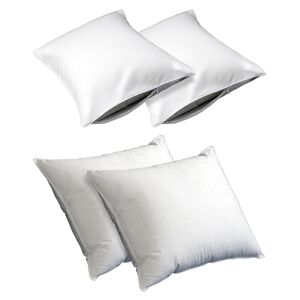 Allied TempaSleep Medium 4 Piece Pillow and Cooling Pillow Protector Bundle, King - White