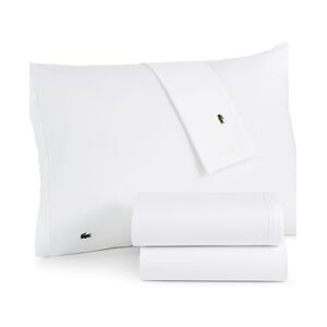 Lacoste Home Solid Cotton Percale Sheet Set, Full - White
