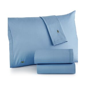 Lacoste Home Solid Cotton Percale Sheet Set, Queen - Allure Blue
