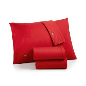 Lacoste Home Solid Cotton Percale Sheet Set, Twin - Chili Pepper