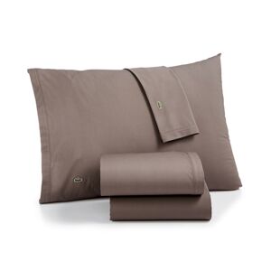 Lacoste Home Solid Cotton Percale Sheet Set, King - Dark Gray