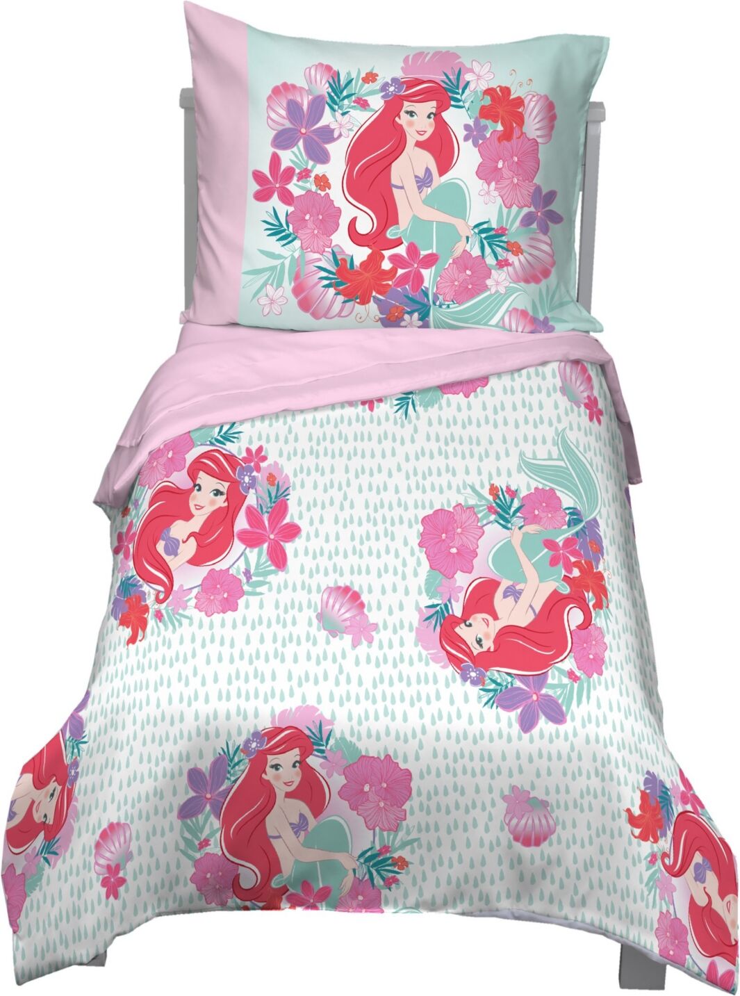 Disney Little Mermaid Sea Garden 4-Piece Toddler Bedding Set - Pink