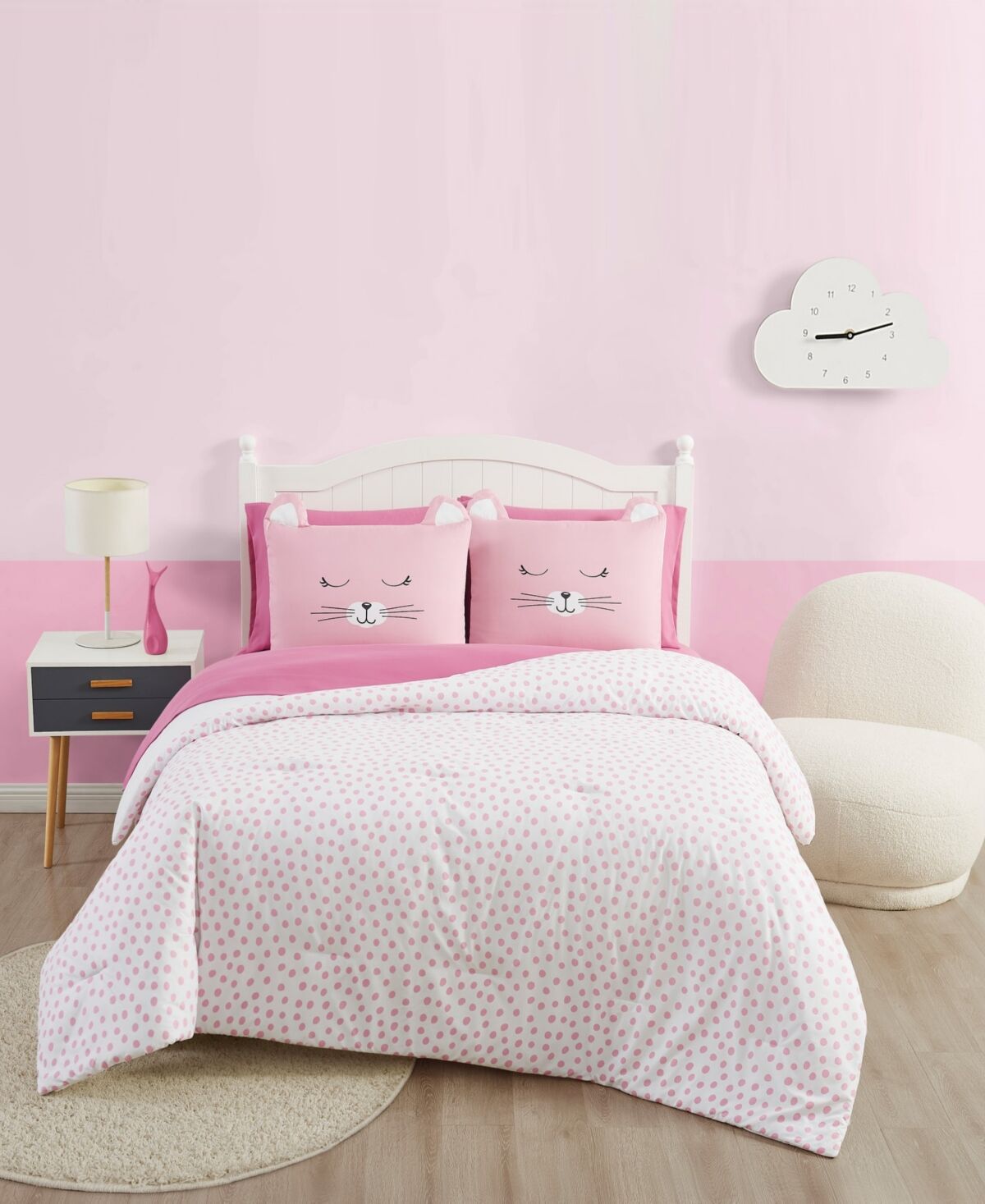 My World Cat Nap 5 Piece Bed in a Bag Set, Twin - Pink, White