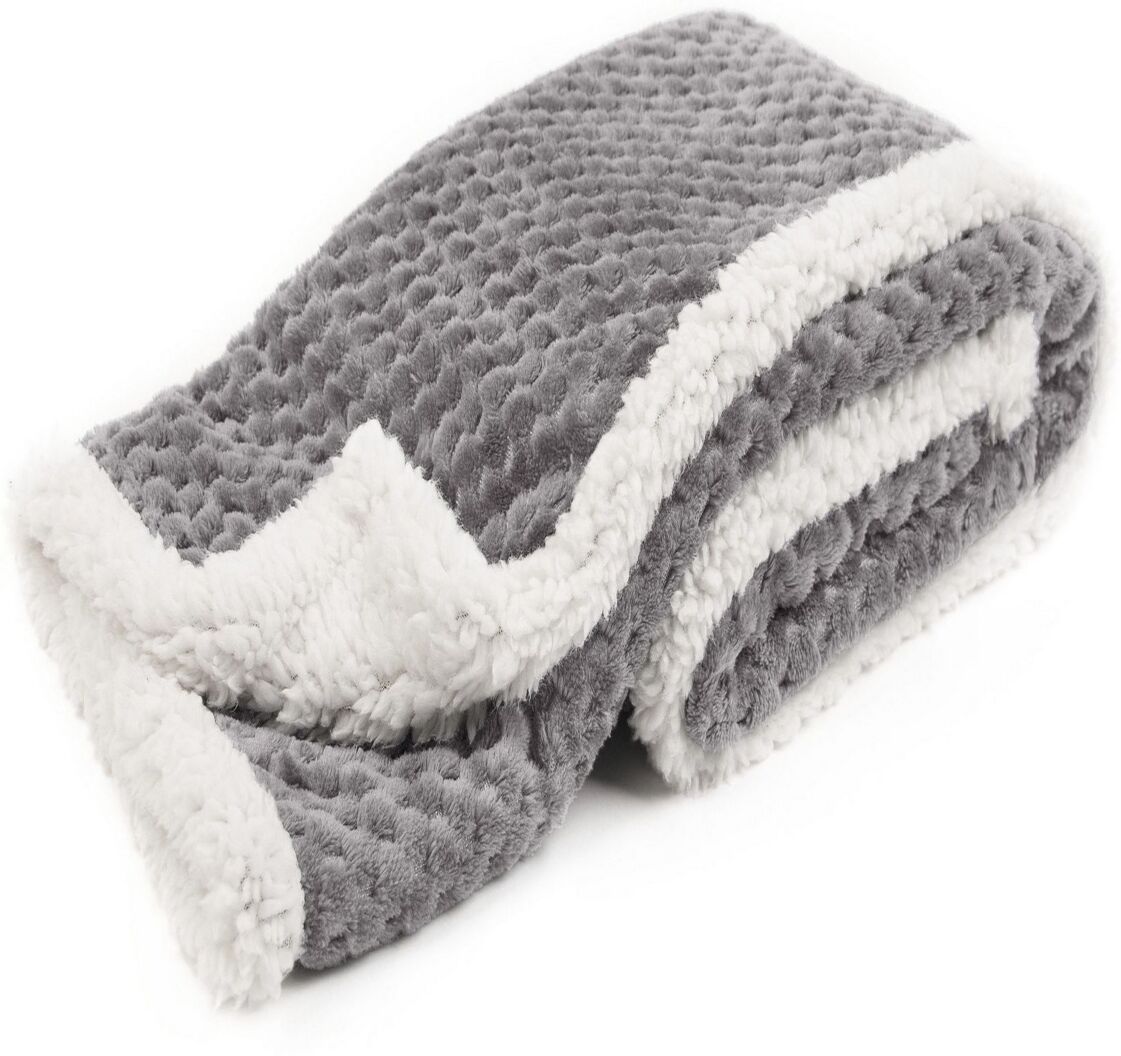 Tadpoles Popcorn Plush Sherpa Lined Baby Blanket - Gray