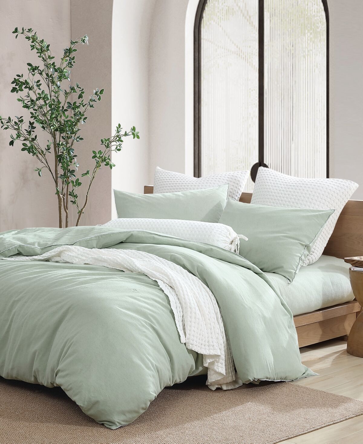 Dkny Pure Washed Linen 3-Piece Duvet Cover Set, Full/Queen - Sage