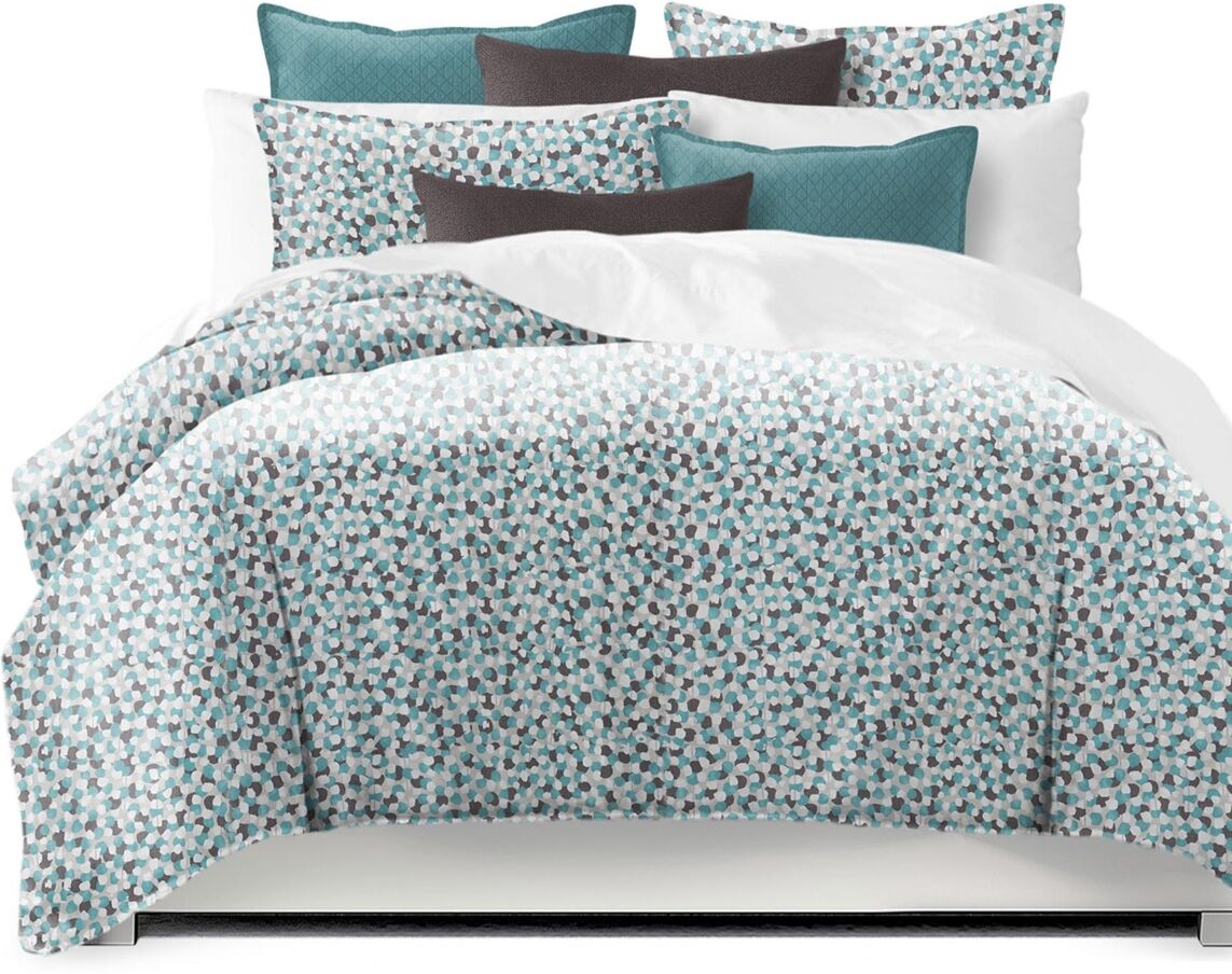 6ix Tailors Fine Linens Keller Teal Super Queen Duvet Cover & 2 Shams Set, Plus 2 Bonus Cushions - Teal