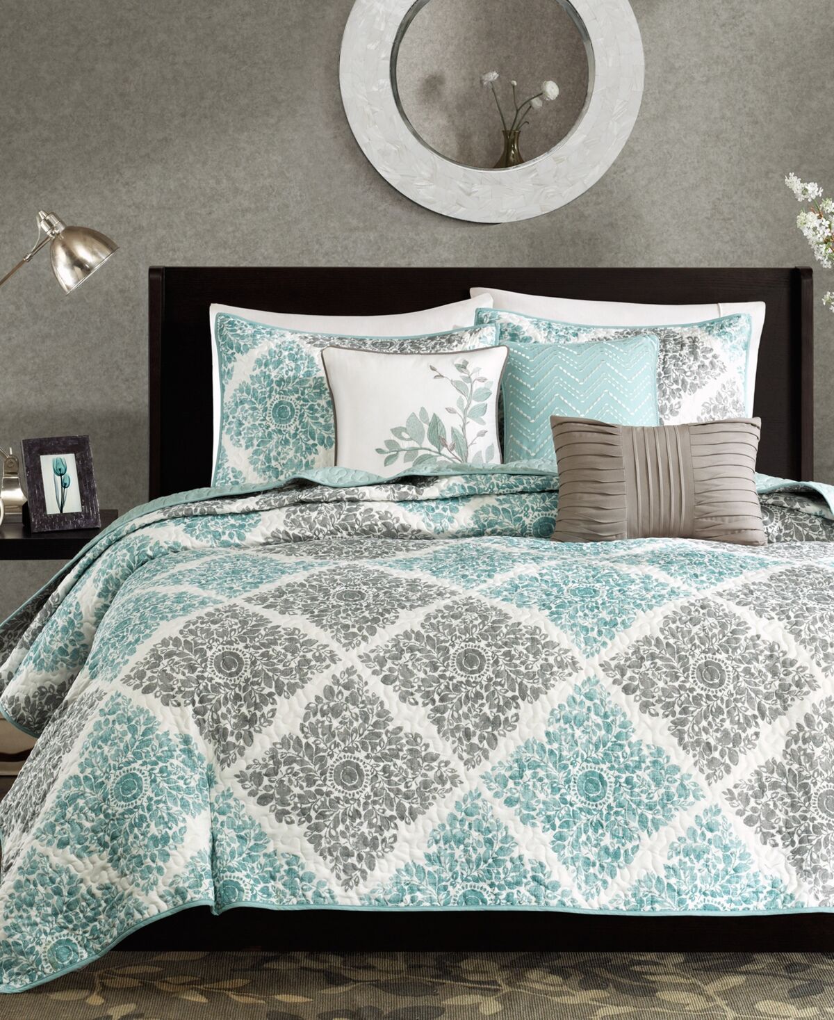 Madison Park Claire 6-Pc. Quilt Set, King/California King - Aqua