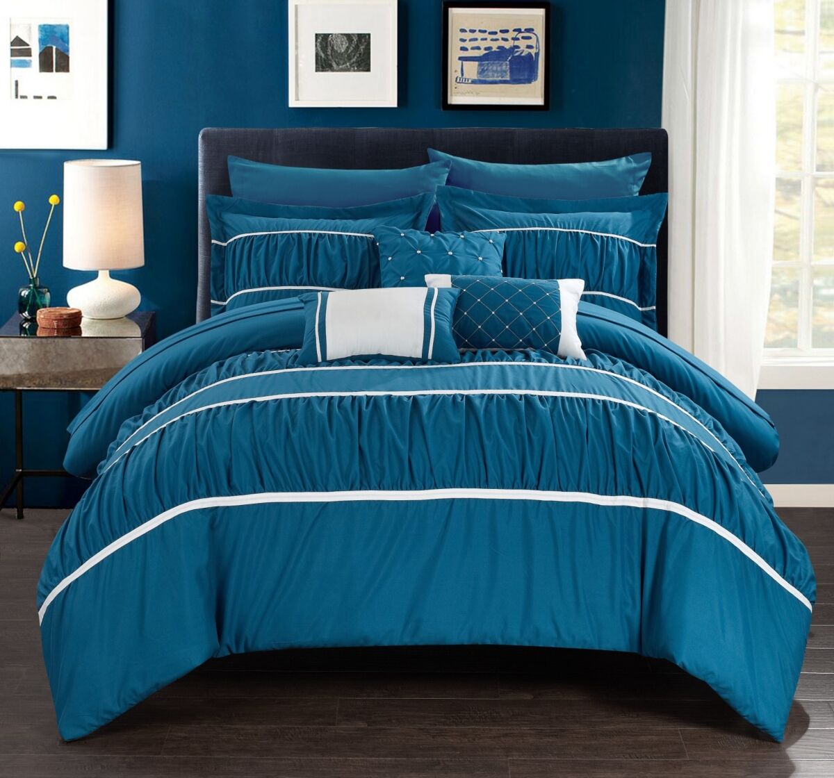 Chic Home Cheryl 10-Pc King Comforter Set - Teal