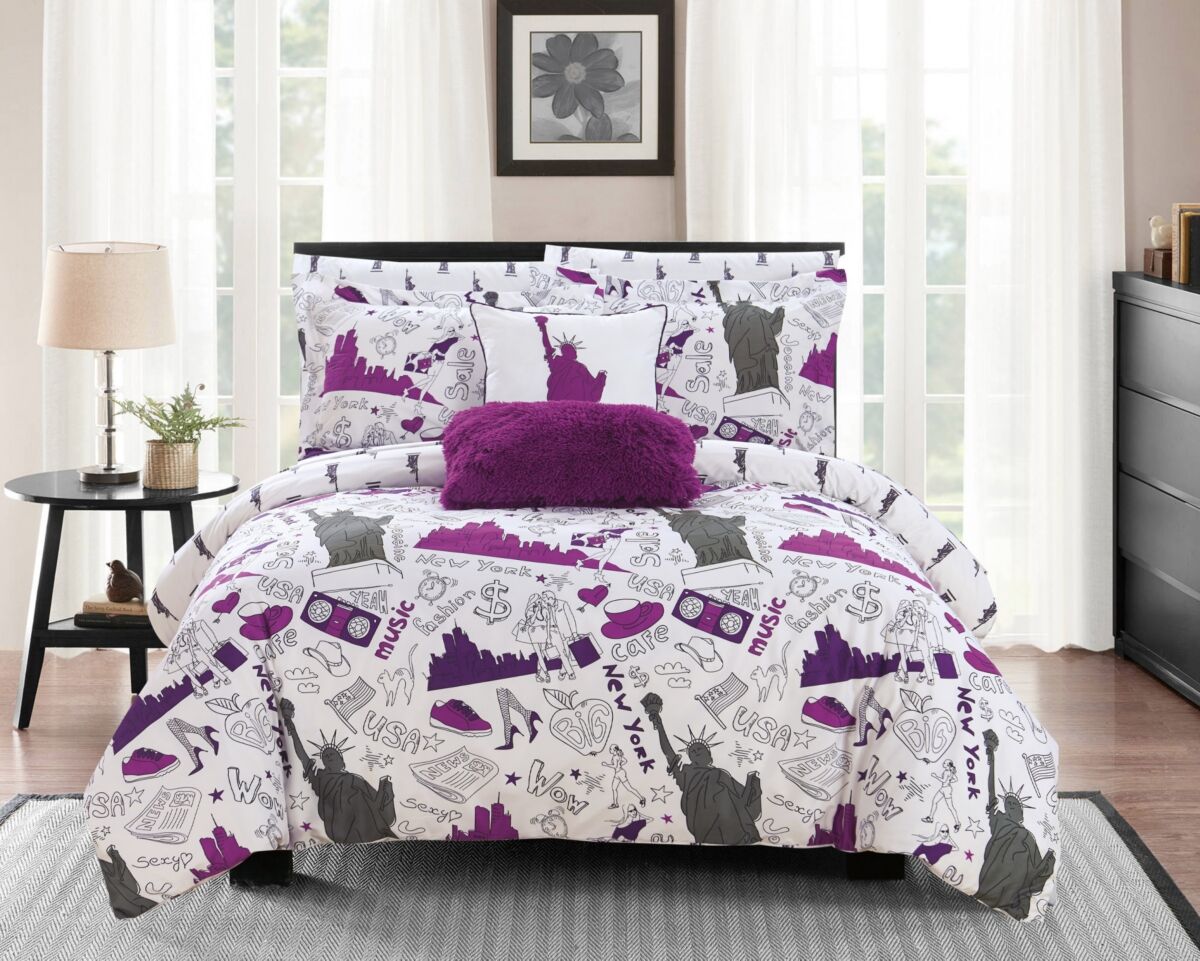 Chic Home Liberty 9 Piece Queen Comforter Set - Purple