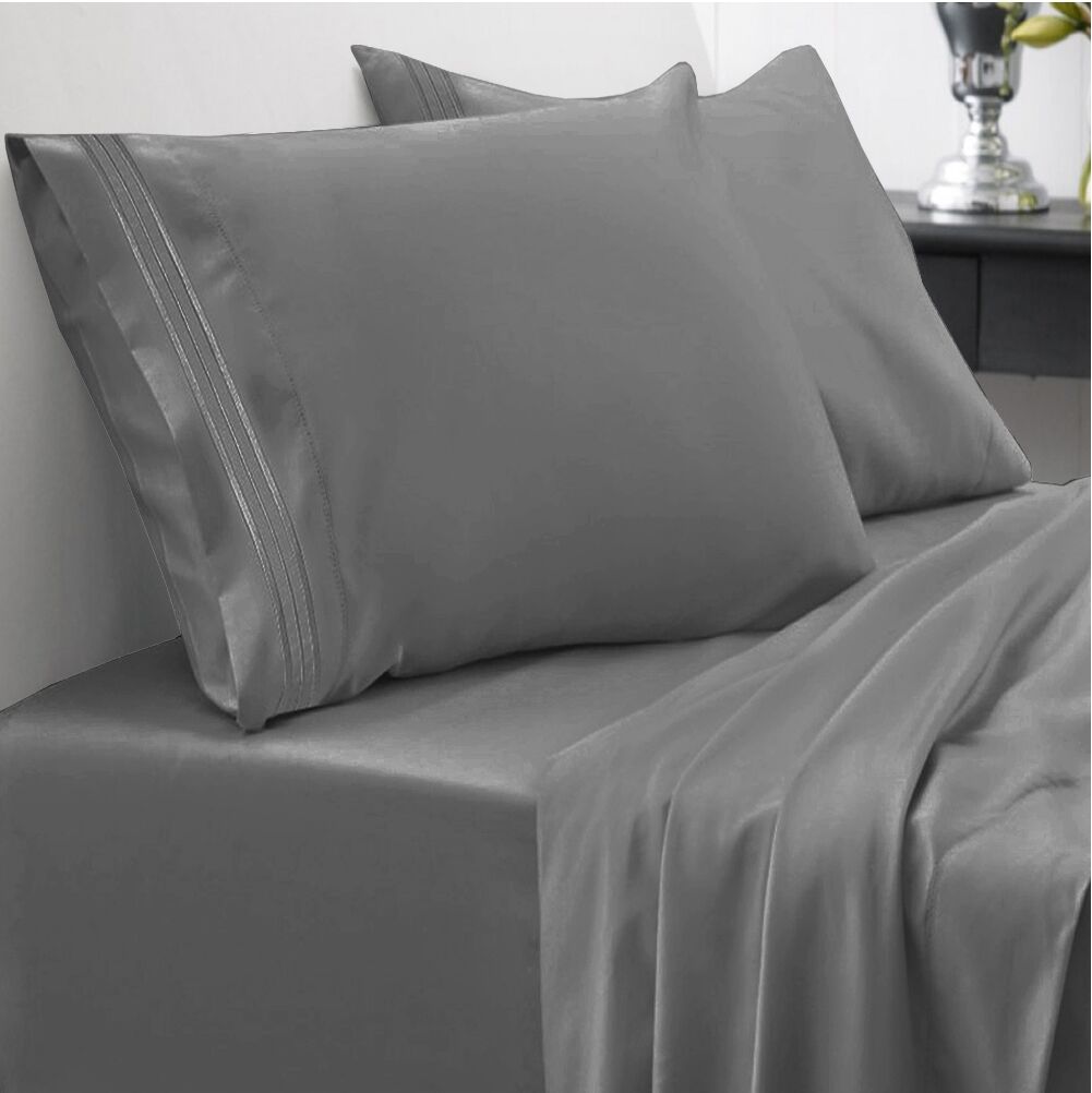 Sweet Home Collection Microfiber Queen 4-Pc Sheet Set - Gray