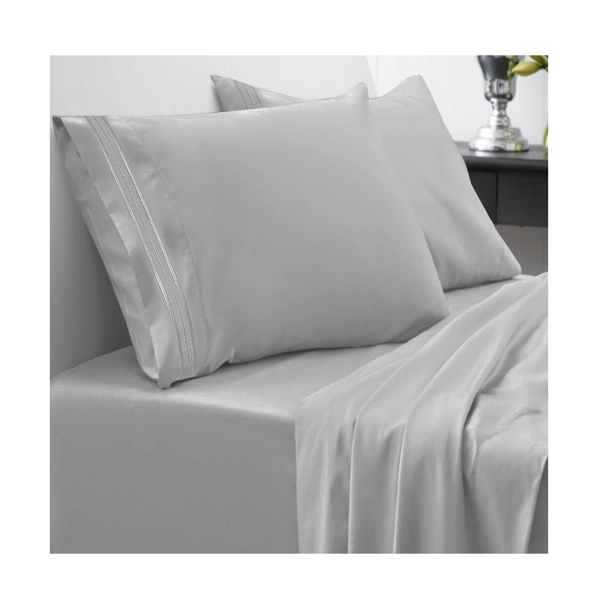 Sweet Home Collection Microfiber Queen 4-Pc Sheet Set - Silver