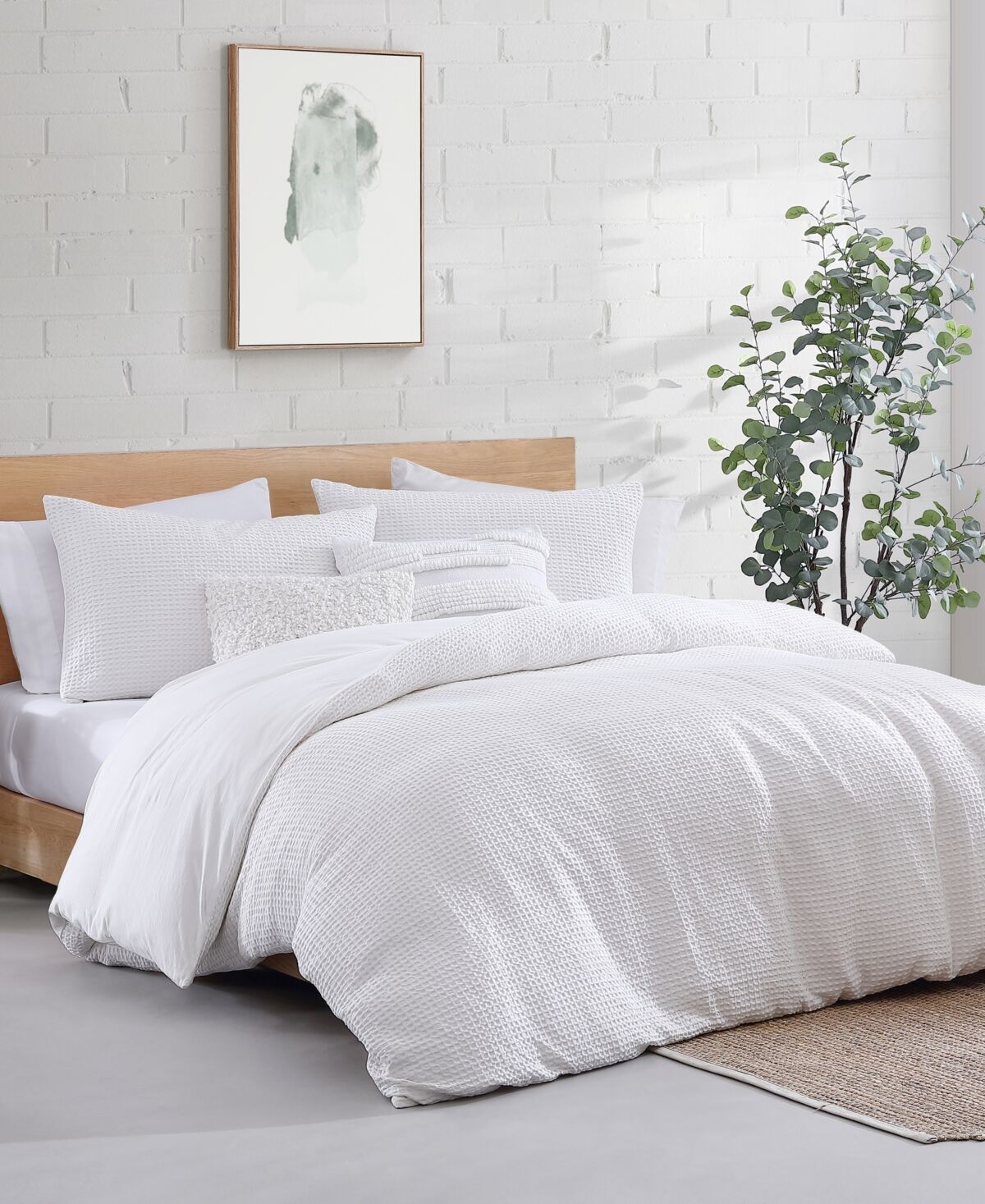 Dkny Modern Waffle 3 Piece Duvet Cover Set, Queen - White