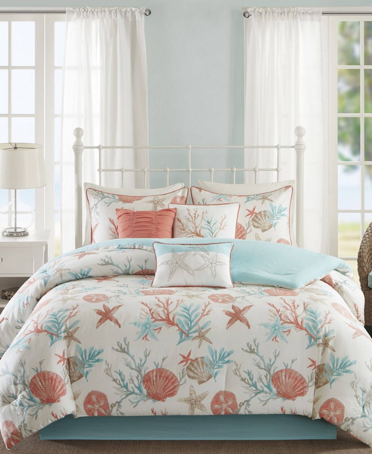 Madison Park Pebble Beach 7-Pc. Comforter Set, California King - Coral