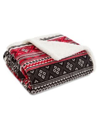 Eddie Bauer Classic Fair Isle Sherpa Blanket Collection